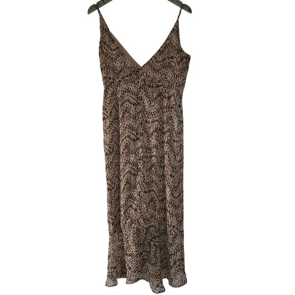 Bardot Ellie Faux Wrap Ruffle Front V-neck V-back Animal Print Midi Dress, Sz 8 - Picture 3 of 10